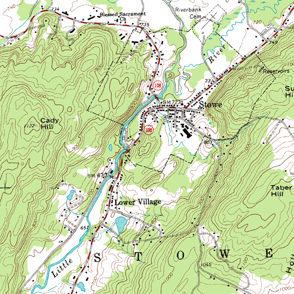 Topografická mapa s vrstevnicemi
