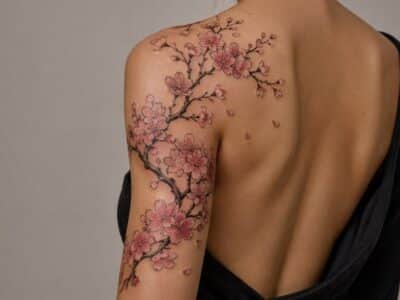 Japonské tetování sakura na paži ženy